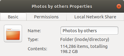 a screenshot of a file manager, show 200GB of images in a folder named "Photos by others"