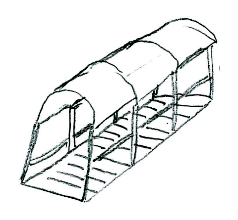 A pencil sketch of stairs on the side of Macleod's mountain with metal railings and an awning.
