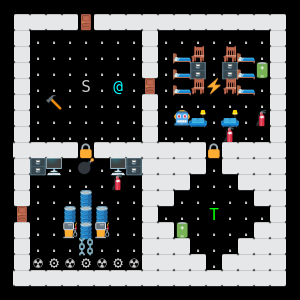 A screenshot of a rogue-like video game with graphics made from ASCII characters and emoji.